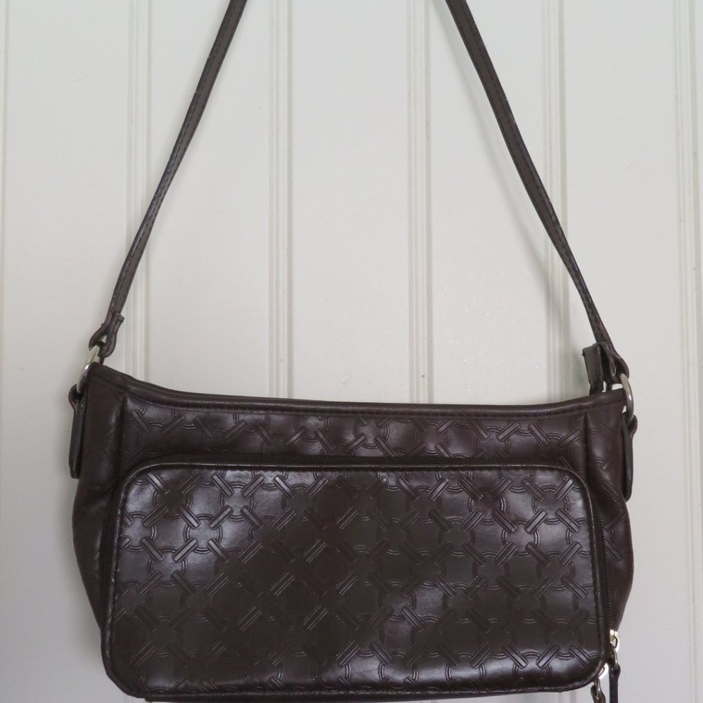 Emma JAMES Brown Textured Multi-Compartment Shoulder Bag (K111)